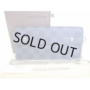 Photo: LOUIS VUITTON Damier Graphite Leather Chain Wallet Portefeuille Accordion #8411