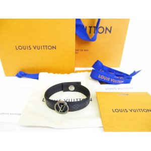 Photo: LOUIS VUITTON Monogram Eclipse Leather LV Circle Bangle Bracelet #8427