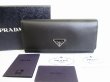 Photo1: PRADA Saffiano Black Leather Bird Motif Bifold Long Wallet #8430