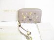 Photo1: Jimmy Choo Metal Stars Gray Leather Round Zip Coin Purse #8436