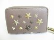 Photo2: Jimmy Choo Metal Stars Gray Leather Round Zip Coin Purse #8436