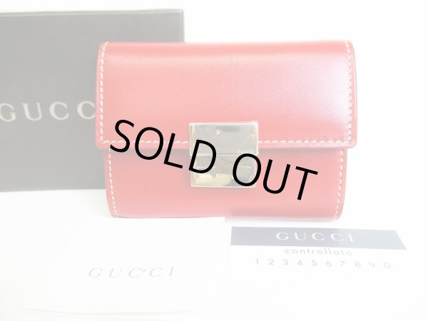 Photo1: GUCCI Vintage Red Leather Coin Purse #8441