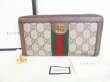 Photo1: GUCCI GG Brown Canvas and Leather Round Zip Long Wallet #8453