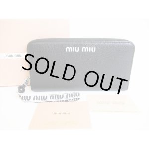 Photo: miumiu Black Goat Leather MADRAS SPORT Round Zip Long Wallet #8467