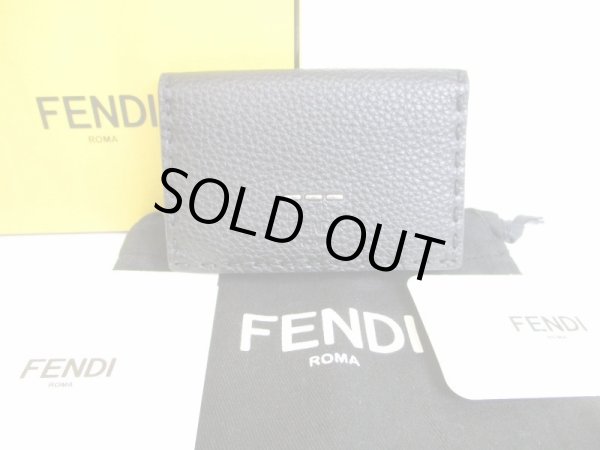 Photo1: FENDI Black Leather Silver H/W Credit Card Business Card Holder #8469