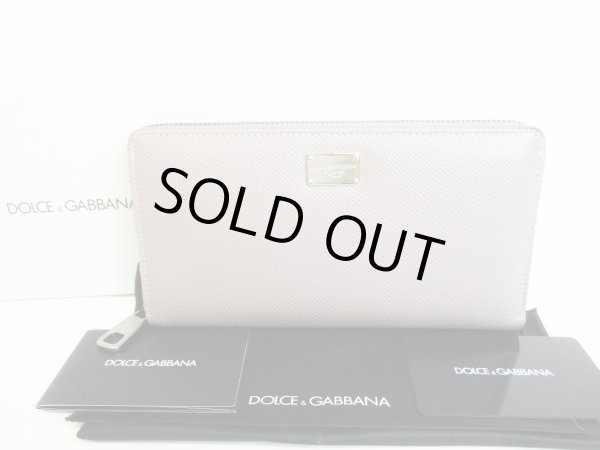 Photo1: DOLCE&GABBANA Logo Plate Gray Leather Round Zip Wallet Purse # 8500