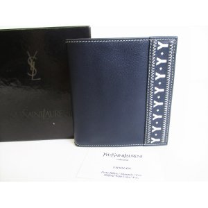 Photo: Yves Saint Laurent YSL Navy Marine Leather Bifold Wallet #8535