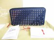 Photo1: Christian Louboutin Panettone Navy Blue Leather Round Zip Wallet #8537