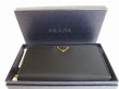 Photo12: PRADA Black Nylon Leather Gold H/W Round Zip Long Wallet #8544