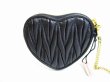 Photo2: miu miu Materasse Black Leather Heart Motif Coin Purse #8571