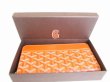 Photo12: GOYARD Herringbone Orange Leather Round Zip Wallet Matignon #8586