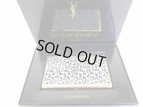 Photo1: Yves Saint Laurent YSL White Black Leopard Steel Card Holder #8593