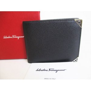 Photo: Salvatore Ferragamo Gancini Black Leather Bifold Bill Wallet #8594