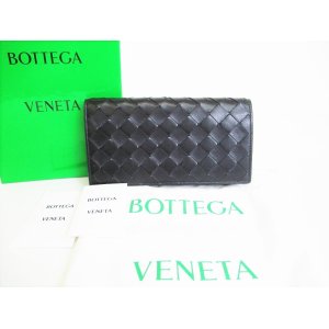 Photo: BOTTEGA VENETA Intrecciato Black Leather Bifold Long Wallet #8606