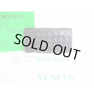 Photo: BOTTEGA VENETA Intrecciato Black Leather Bifold Long Wallet #8606