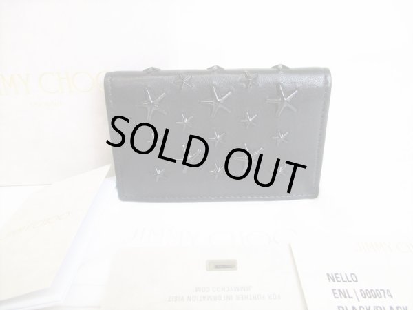 Photo1: JIMMY CHOO Starts Black Leather Credit Card Business Card Holder #8634