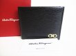 Photo1: Salvatore Ferragamo Gancini Black Leather Bifold Wallet #8635