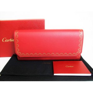 Photo: Gurlande de Cartier Red Leather International Wallet w/Flap  #8647