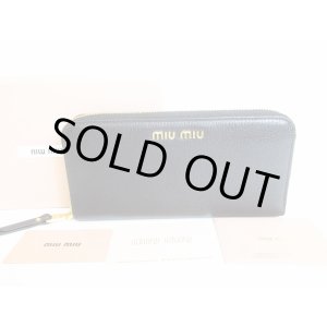 Photo: miu miu Black Leather MADRAS Round Zip Long Wallet #8650