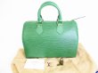 Photo1: LOUIS VUITTON Epi Green Leather Hand Bag Purse Speedy 25 #8654