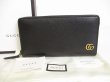 Photo1: GUCCI Marmont G Black Leather Round Zip Long Wallet #8686