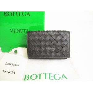 Photo: BOTTEGA VENETA Intrecciato Black Leather Trifold Wallet Conpact Wallet #8690