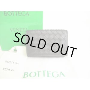 Photo: BOTTEGA VENETA Intrecciato Black Leather Trifold Wallet Conpact Wallet #8690