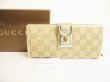 Photo1: GUCCI GG Brown Canvas Gold Leather Bifold Long Wallet #8699