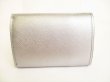 Photo2: PRADA Ribbon Silver Saffiano Leather Trifold Wallet Compact Wallet #8714
