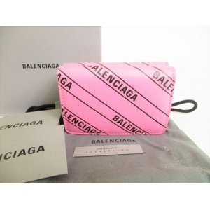 Photo: BALENCIAGA Everyday Pink Leather Trifold Mini Wallet Purse #8716