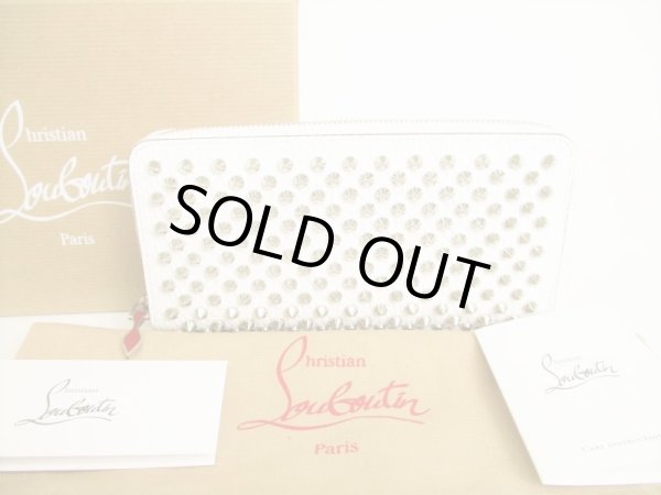 Photo1: Christian Louboutin Panettone White Leather Round Zip Wallet #8717