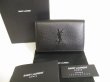 Photo1: Saint Laurent Paris YSL Black Leather Trifold Wallet Compact Wallet #8720