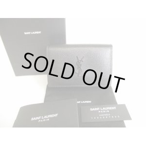 Photo: Saint Laurent Paris YSL Black Leather Trifold Wallet Compact Wallet #8720