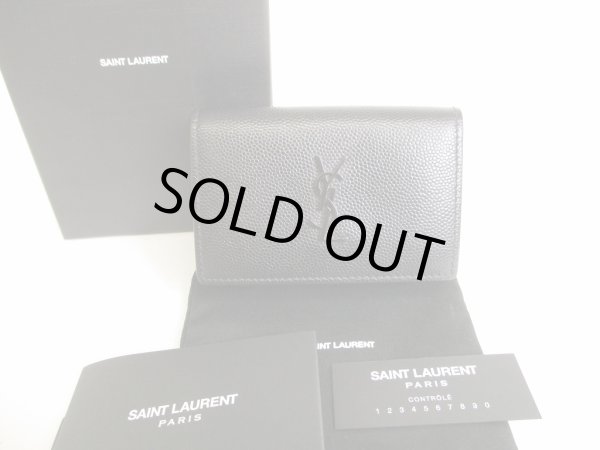 Photo1: Saint Laurent Paris YSL Black Leather Trifold Wallet Compact Wallet #8720