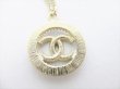 Photo5: CHANEL CC Logo Rhinestone Pendant Gold Chain Necklace #8721