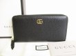 Photo1: GUCCI Marmont G Black Leather Round Zip Long Wallet #8724