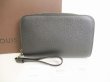 Photo1: LOUIS VUITTON Taiga Ardoise Leather Clutch Bag Document Case Baikal #8727