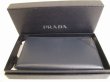 Photo12: PRADA Navy Blue Saffiano Metal Leather Round Zip Long Wallet #8734