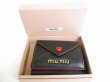 Photo12: miumiu Black Leather Madras Love Trifold Wallet Compact Wallet #8740