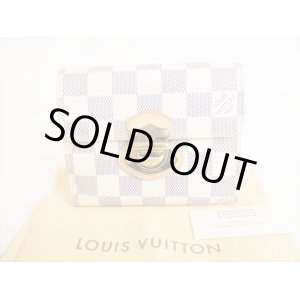 Photo: LOUIS VUITTON Damier Azur Leather Trifold Wallet Purse Joey #8741