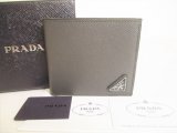 Photo: PRADA Gray Tricolor Saffiano Leather Bifold Wallet Compact Wallet #8744