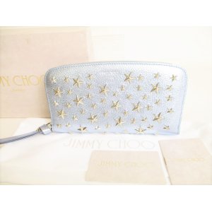 Photo: Jimmy Choo Metal Stars Light Blue Leather Round Zip Wallet #8749