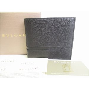 Photo: BVLGARI Black Leather Black Bi-fold Wallet #8753