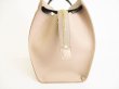 Photo4: Salvatore Ferragamo Beige Leather Gancini Hand Bag w/Strap Amy Small #8757