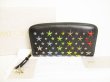 Photo1: Jimmy Choo Multicolor Metal Stars Black Leather Round Zip Wallet FILIPA #8768