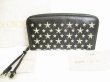 Photo1: Jimmy Choo Metal Stars Black Leather Round Zip Wallet FILIPA #8770