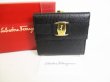 Photo1: Salvatore Ferragamo Vala Black Leather Bifold Long Wallet #8791