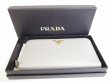 Photo12: PRADA Gray Light Blue White Saffiano Leather Round Zip Wallet #8807