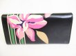 Photo2: Salvatore Ferragamo Gancini Black Leather Flower Motif Flap Wallet #8815