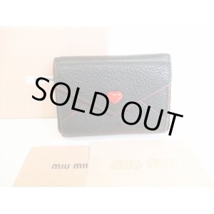 Photo: miumiu Black Leather Madras Forever Trifold Wallet Compact Wallet #8851